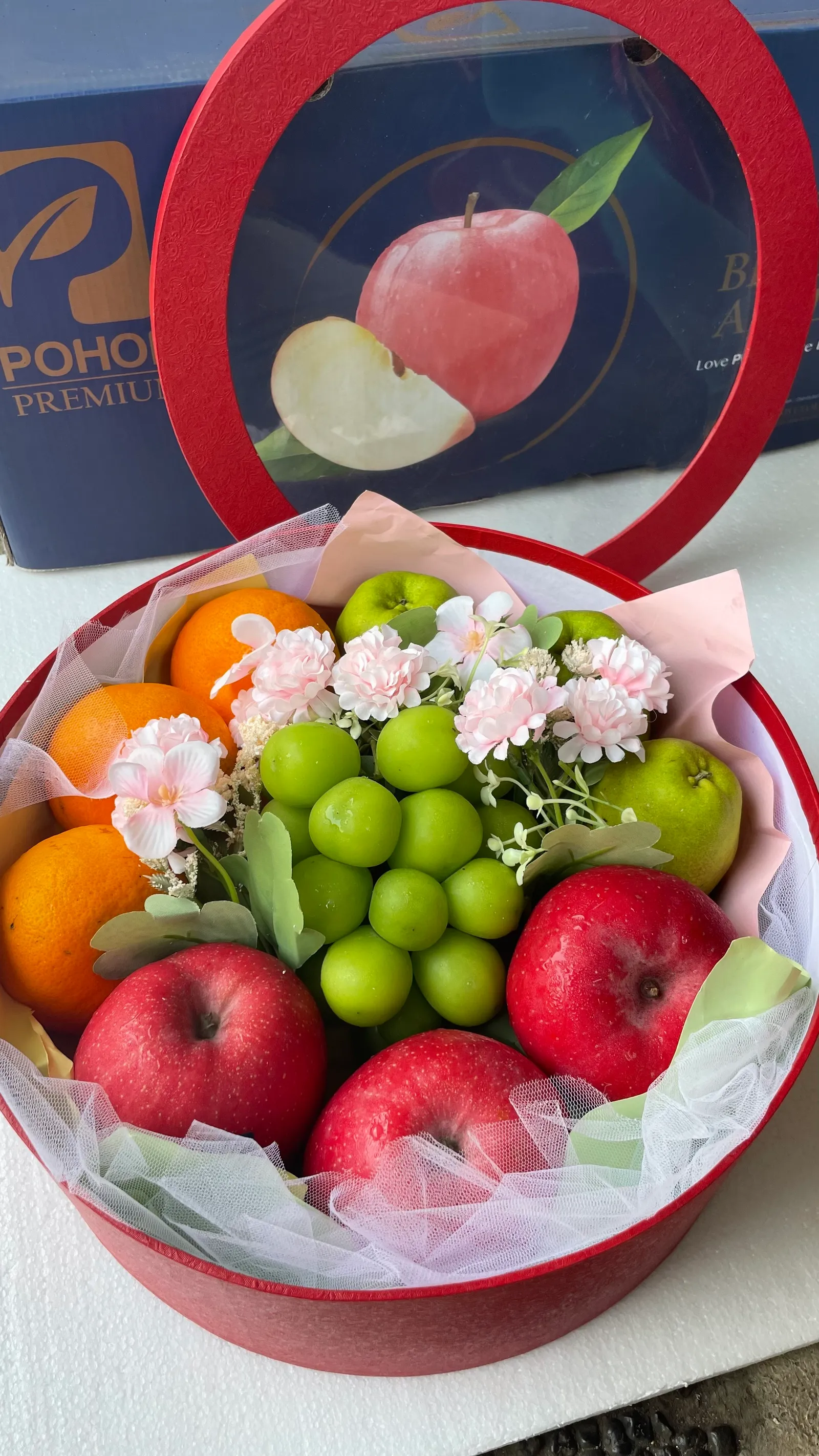 Round Box Hampers – hampers buah Goldenfruit